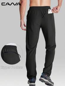 Cavva 男士徒步裤速干防水3个防水拉链口袋松紧抽绳腰部露营徒步休闲日常 - 黑色 - 查看 2