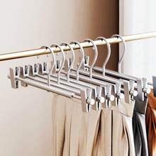 5/10/20pcs Aluminum Pants Hangers, Household Trouser Clips, Clothes Rack For Wardrobe, Rust-Resistant & Windproof
