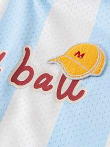 mini bala Boys' Sports Set – Quick-Dry Mesh Outfit With Retro Stripes, Sweat-Free Summer Look - White and Blue - View 7