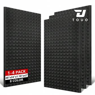  TOUO 1-4 Pcs High Density Acoustic Foam Panels 47.2"X23.6"X2"/1.18" | Soundproofing Wall Sponge For Studio, Room, Office | 8 Colors | Noise Reduction & Echo Control | Sound Absorbing Treatment Pad
