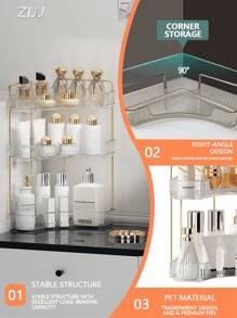 1 Pc 90° Corner Bathroom Countertop Organizer - Vanity Tray For Bathroom & Kitchen