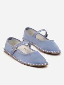Bailarinas tipo esparteñas con correa de hebilla - Celeste - Ver 3