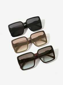 1副女士亚克力休闲大框时尚眼镜，简约设计，有色镜片，适合户外活动和日常佩戴 - 彩色 - 查看 9