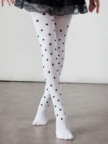 1 Pair Black Polka Dot Cute Women's Thin Skin Pantyhose, 100g Fake Meat-Permeable Love Stockings, Cozy - Multicolor - View 4
