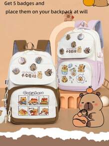 Capybara Backpack For Elementary School Boys & Girls, Lightweight Large Capacity Backpack For Middle/High School Students