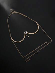 1 件十字架和心形水晶肚脐链，夜店性感身体饰品，欧美风格，狂欢