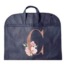 Portable Dustproof Clothing Covers Nonwovens Waterproof Clothes Dust Cover Tote Bags Rose Gold Initials A To Z Letter Pattern Clothes Dust Case Dress Protector Garment Bags Outdoors Close Organizer Dress Cover Suit Coat Storage Bag Garment Bags Wardrobe Hanging Garment Protector Cover Bag