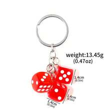 1 pieza Lindo dije de resina 3D con dados, llavero de dados 3D de resina, colgante de llavero de coche, joyería de mochila para hombres y mujeres, regalo
