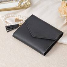 Tassel Beaded Metal Compact Tri-Fold Wallet, Multiple Card Slots And Photo Slots, Women's Short Wallet, Card Holder, Suitable For Daily Use, Work, Business Casual, Great For Gifts, Teachers, Girlfriends, Women, Gift Bags, Back To School, Birthday, Graduation, Handbags, Small Wallets