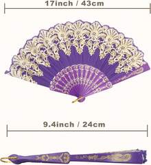 Handheld Chinese Folding Fan Hand Fans For Women Foldable Bulk For Party Wedding Church Dancing (5 Mixed Colors) - متعدد الألوان - مشاهدة 6