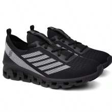 Men's Sports Sneakers Spring Lightweight Soft Walking Gym Cushioning Premium Nylon Material Breathable - Black and White - View 2