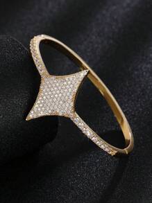 1 pulseira feminina luxuosa, minimalista e requintada, com design de estrela de quatro pontas e pequenos diamantes, adequada como presente de aniversário e feriado para esposa, família, amigos, amante, mãe, para uso diário, festa e festival