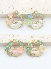 4pcs Butterfly, Floral Wreath, Bird, Lake Blue Rabbit DIY Fashion Jewelry Pendant Accessories For Daily Wear