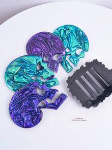 Molde de silicona de resina con diseño de calavera 3D, moldes de yeso para manualidades de decoración del hogar de Halloween, moldes de bandeja de almacenamiento de concreto de yeso para decoración del hogar y fiestas - Molde de silicona - Ver 4