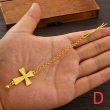 Colar com pingente de cruz clássico, joia minimalista estilo Dubai Africano para mulheres, cor dourada, uso diário, presentes para a Arábia Saudita, joias tradicionais para casamento - Dourado - Ver 10