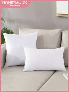 1 件纯白色枕芯，床上用品，柔软蓬松枕头。高回弹聚酯纤维填充枕头，非常适合家庭和酒店使用，客厅，床，沙发，卧室装饰填充枕头 - 白色 - 查看 2