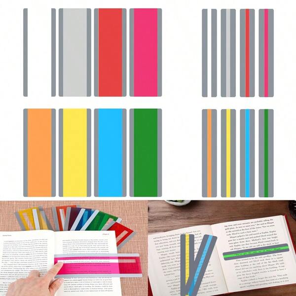 16 Stück Leselineal, 6,8 cm & 3,2 cm bunte Textmarker Lesezeichen, 8 kräftige Farben, Lesehilfe Werkzeuge für Kinder, Lehrer Schulbedarf, Schulanfang