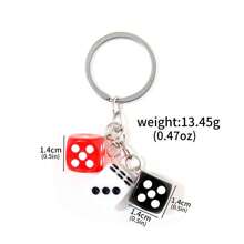 1 pieza Lindo dije de resina 3D con dados, llavero de dados 3D de resina, colgante de llavero de coche, joyería de mochila para hombres y mujeres, regalo