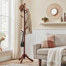 VASAGLE Solid Wood Coat Rack, Free Standing Coat Rack, Tree-Shaped Coat Rack With 8 Hooks, 3 Height Options, For Clothes, Hats, Bags, For Living Room, Bedroom, Home Office - Brown - View 2