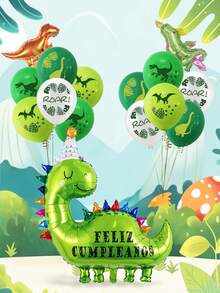 23pcs Dinosaur Theme Party Balloon Set, Includes Green Dinosaur, Tyrannosaurus Rex, Dragon Balloon, Dinosaur Print Latex Balloons, Cartoon Dinosaur Happy Birthday Balloon, For Adorable Dinosaur Birthday Party Decoration, Boys Jungle Dinosaur Theme Decor, Jurassic Dinosaur Decoration, Birthday Decor
