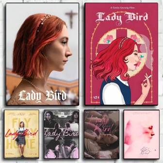 1/6 piezas Póster de arte HD resistente al agua del clásico filme "Lady Bird", decoración del hogar, para fans de la música, arte de pared, apto para dormitorio y sala de estar, hermosa pintura colgante decorativa, regalo perfecto para fans, excelente para decoración de habitaciones (sin marco)