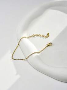 Tkool 1 pieza Brazalete de cadena cruzada plana de acero inoxidable de moda para mujer, adecuado para el uso diario de las damas