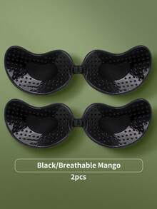 2 par mangoformad självhäftande push up-bh osynlig rygglös silikon bystförstärkare bh-tejp - Svart - Visa 13