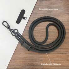 120cm Metal Hook Mobile Phone Lanyard Strap With Adjustable Pad, Crossbody Phone Holder