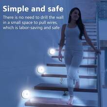 10pcs Smart Body Sensor LED Night Light, Hallway, Closet, Bedroom, Bedside Sensor Circular Light Stair Wireless Night Light Dynamic Sensor Wardrobe Light, Dynamic Sensor Light, Can Be Posted Anywhere - Đèn vàng 5 - Xem 3