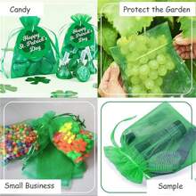 Pack Of 100 Gift Organza Bags Light Green