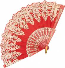 Handheld Chinese Folding Fan Hand Fans For Women Foldable Bulk For Party Wedding Church Dancing (Red) - Redwood - View 1