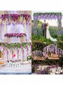 2 Stück künstliche Wisteria Hängeblume, künstliche Wisteria Rebe, Seide Wisteria Blumen Girlande für Hochzeit, Party, Garten, Heim-Dekoration, Außenbereich, Innenhof, Korridor, Balkon, Schlafzimmer, Wohnzimmer, Wanddekoration, Sommer-Dekoration, Geburtstagsgeschenk, Abschluss-Dekoration