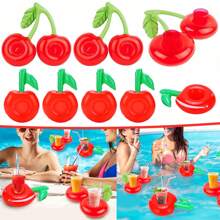2/4/6 Stück aufblasbare Getränkehalter in Apfel- und Kirschform, Cartoon Apfel- und Kirsch-Getränkehalter-Schwimmer, Sommer Party Obst-Themen Getränkehalter-Schwimmer für Outdoor, Geburtstags-, Schwimmbad- und Strandpartys
