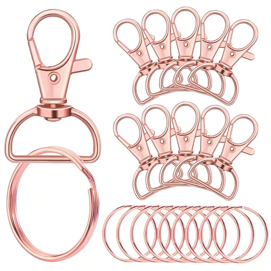 20/50 Stücke Drehwirbel D-Ring Schlüsselanhänger Karabinerhaken, Schlüsselband Haken, Schlüsselring, DIY Tasche Accessoires bunte Hundetaschen Clips, Haustier Lederband Schloss Schnallen, Tasche Accessoires 10/25 Stücke Drehwirbel D-Ring Karabinerhaken und 10/25 Stücke Schlüsselringe
