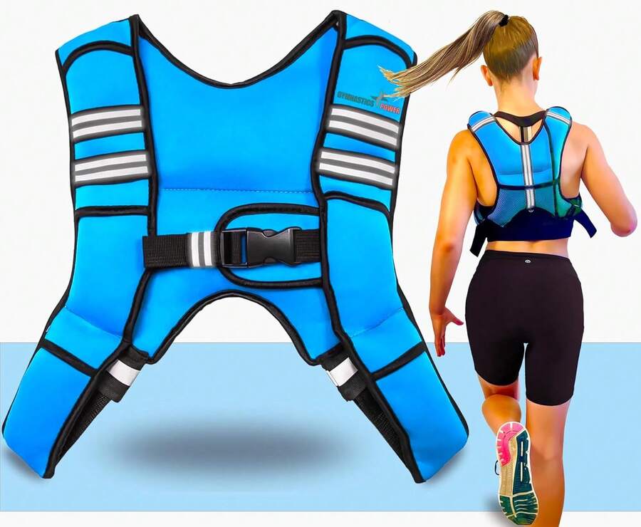Weighted Vest 6lb, 10lb, 12lb, 25lb, 35lb, 45lb, 60lb Removable Iron Weights For Men And Women Workout For Calisthenics And Fitness Sport Training - Blue - View 1