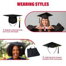2 Pack Graduation Cap Headband Grad Cap Head Band Insert With Hook And Loop Sticker Graduates Essential Hairband For Securing Graduation Hat - Black - View 4