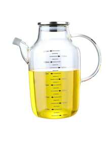 1pc Kitchen Oil Bottle/Dispenser, Stainless Steel & Glass Oil/Vinegar Cruet, Leakproof Condiment Containers