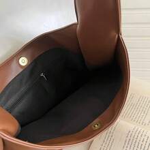 Bolso de mano tipo tote de chic y elegante para mujer, bolso de hombro grande y suave de estilo casual para entrega local - Negro - Ver 7