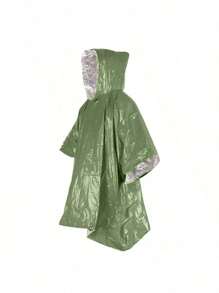 1 pezzo Poncho impermeabile in stile giacca con cappuccio in alluminio termico portatile da esterno, resistente all'acqua, rifrangente, multifunzionale per ciclismo e trekking