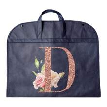 Portable Dustproof Clothing Covers Nonwovens Waterproof Clothes Dust Cover Tote Bags Rose Gold Initials A To Z Letter Pattern Clothes Dust Case Dress Protector Garment Bags Outdoors Close Organizer Dress Cover Suit Coat Storage Bag Garment Bags Wardrobe Hanging Garment Protector Cover Bag