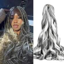 8 Packs French Curly Braiding Hair For Box Braids 24Inch Pre Stretched Loose Wavy  Bouncy Braiding Hair Extensions 75g/Pack Synthetic French Curl Crochet Hair Braids Extensions For Women Daily Holidays Party And Cosplay Braided Hair - Mix-grey - 查看 1