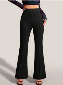 بنطلون بدلة نسائي ذو قصة ضيقة ذات جرس للخروج اليومي باللون الأحادي