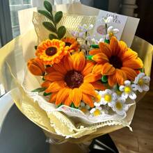 300 Stücke flauschige Pfeifenreiniger Bastelbedarf, goldene Bouquet-Zubehör, Sonnenblumen-Pfeifenreiniger im Großeinkauf, DIY Blumenstrauß Set, Pfeifenreiniger Sonnenblumen Bouquet Herstellung, Bastelbedarf, Abschlussgeschenk, Hochzeitsgeschenk, Muttertagsgeschenk