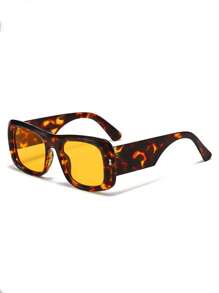 Neue vintage klassische ovale Modebrille Unisex, stilvoller Streetwear, lässiges Allround-Outfit für Herbst/Winter, Y2K-Stil Preppy-Style für den Schulanfang, rechteckige Form, Leoparden-Totenhaut-Druck