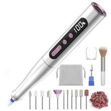 M MISS DREAM 无绳电动指甲钻机，13合1指甲锉套装，35000RPM专业便携式可充电E型锉刀，用于丙烯酸抛光凝胶去除，美甲修脚套装，5档速度