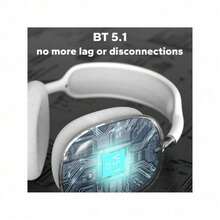 New Max P9 Pro Wireless Bluetooth Headphones HiFi Stereo Noise Cancelling Waterproof Mic Pods Over Ear Sports - Black - View 5
