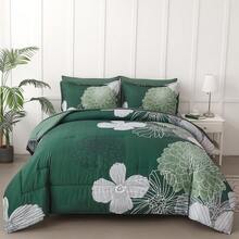 3Pcs Green Comforter Set Lightweight Queen King Size Bed In A Bag Floral Comforter And Pillowcases, Soft Microfiber Complete Quilt Bedding Sets For Wedding Items,Valentines Day Home Bed Room Decor,Mothers Day Gift,All Season - Green 01 - 查看 11