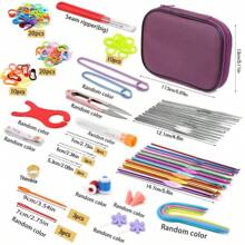 Kit de crochet pour débutants, kit de crochet avec crochets ergonomiques, aiguilles à tricoter, marqueurs de point, DIY avec étui de rangement