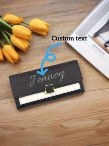 1 Stück/Angepasste Damen, personalisierbare Farbblock horizontale Brieftasche, personalisierte lange gefaltete Geldbörse, Großraum-Multisteckplatz-Geldbörse, Muttertags-Geschenk, Geburtstagsgeschenk, Jahrestags-Geschenk, Brautjungfer-Souvenir, Geschenk für Mutter und Freundin