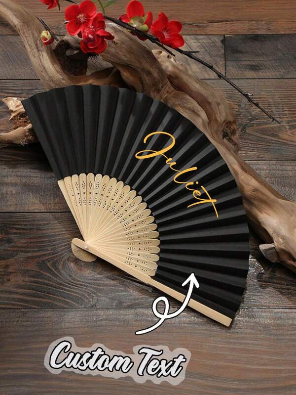 Abanico de boda personalizado con logo blanco, abanico clásico DIY, ornamental de alta calidad personalizado, estiloso y exquisito, regalo ideal personalizado y único para ella, novio, novia, papá, familia, mamá